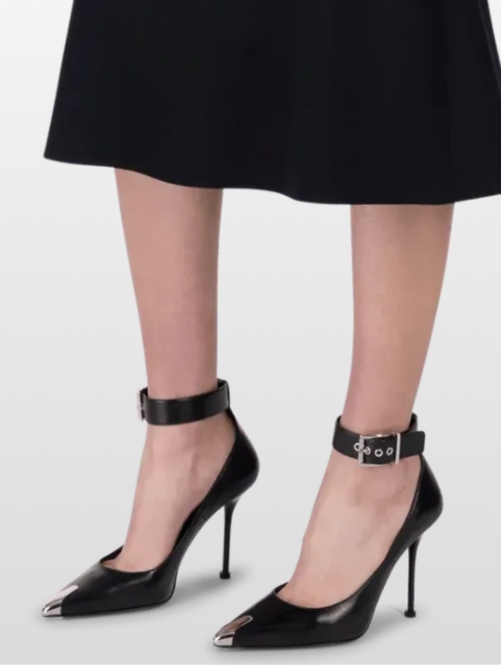 Alexander McQueen Women's Punk Ankle Strap Pump in Black/silver